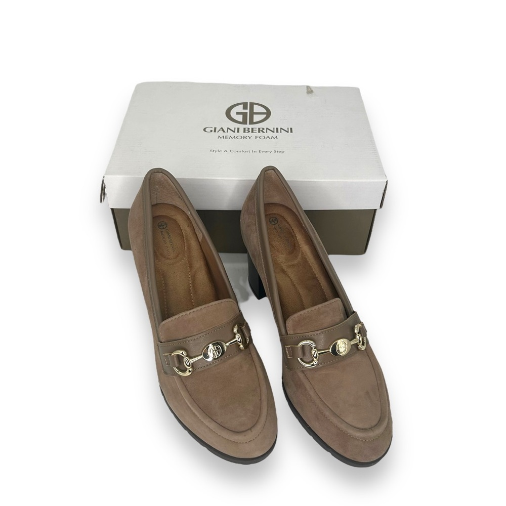 NWT Giani Bernini Porshaa Loafer Dress pumps mushroom tan suede chunky lug NIB